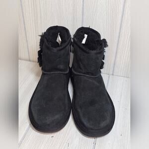 Koolaburra By UGG Womens Black Side Zip Short Bow Boots Size 4